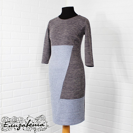 Платье 502235-1-2, 48-56, сине-серый, Елизавета